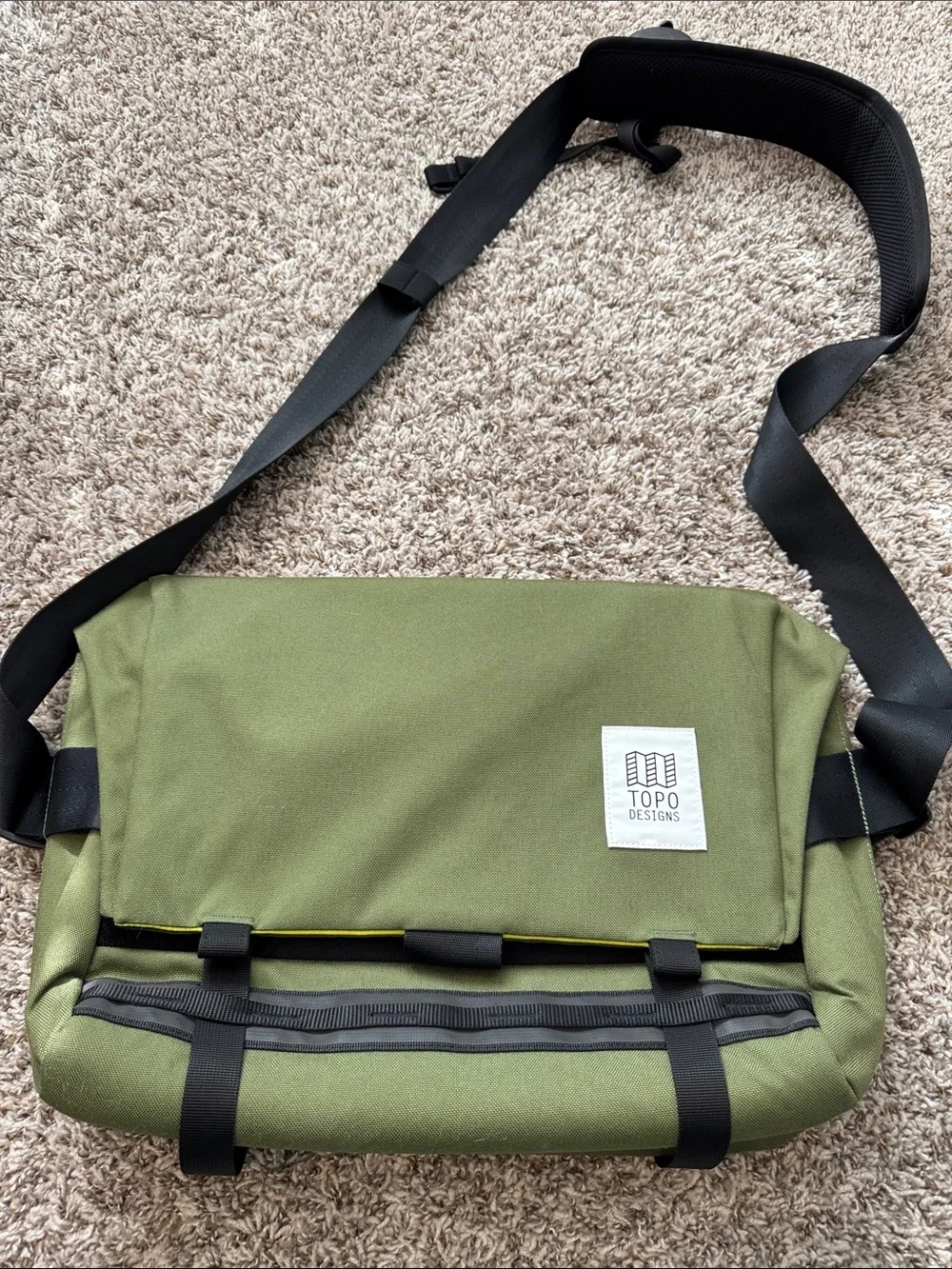 Topo Designs Olive Green Messenger/Computer Bag with Adjustable Strap